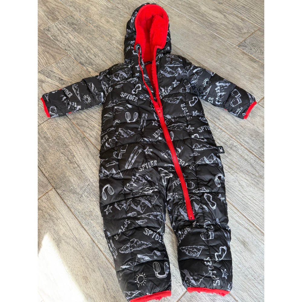 Spyder Snowsuit 9 - 12 Months Doodle Print Bunting 12M Boys Baby Hooded Sherpa